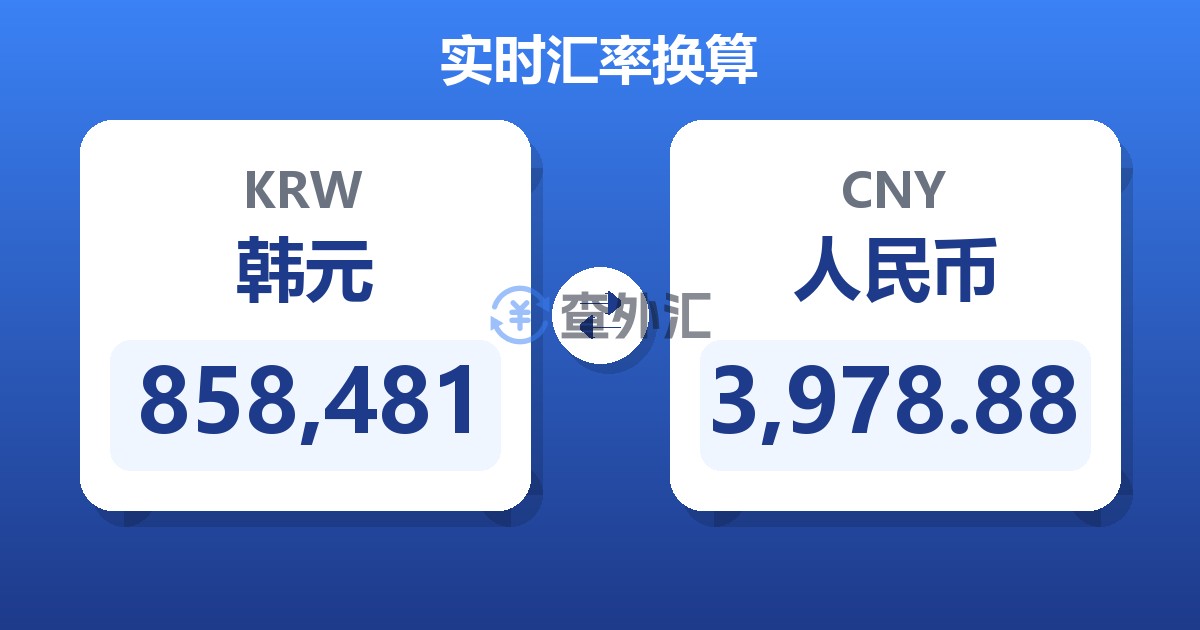858,481韩元兑人民币