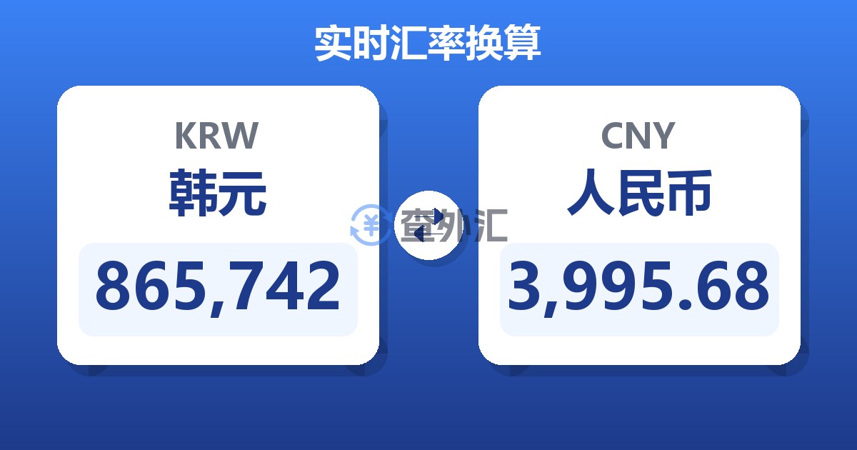 865,742韩元兑人民币