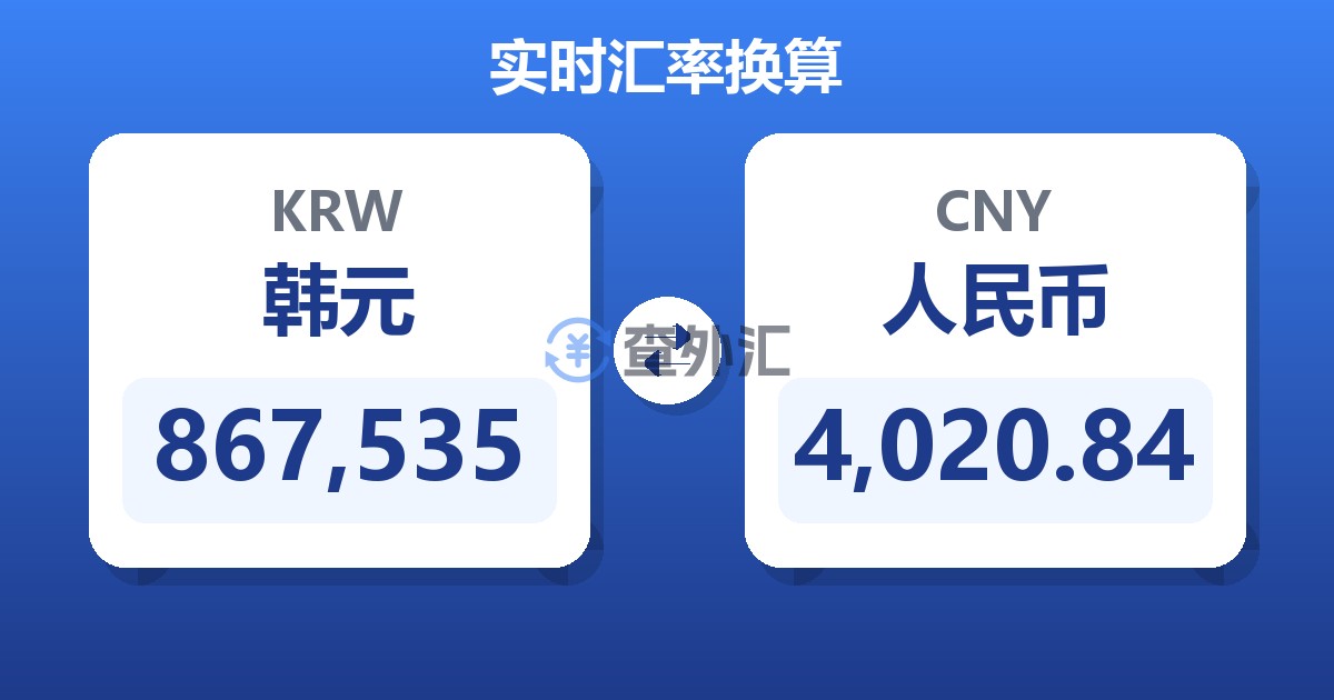 867,535韩元兑人民币