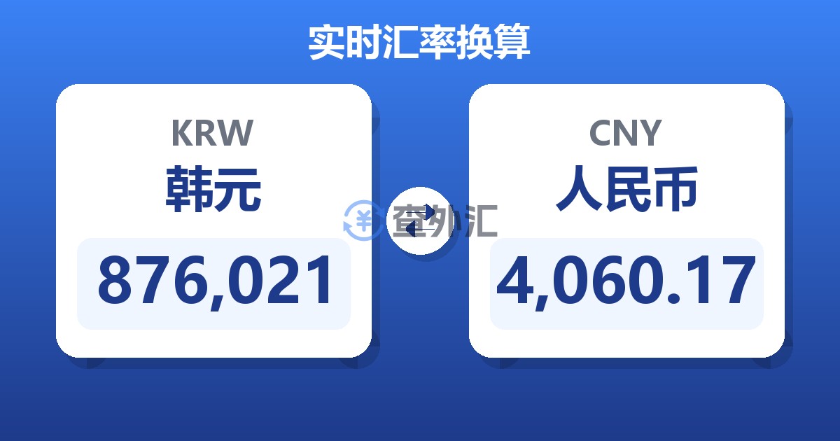 876,021韩元兑人民币