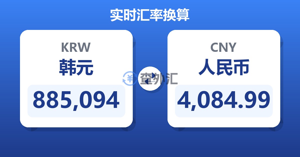 885,094韩元兑人民币