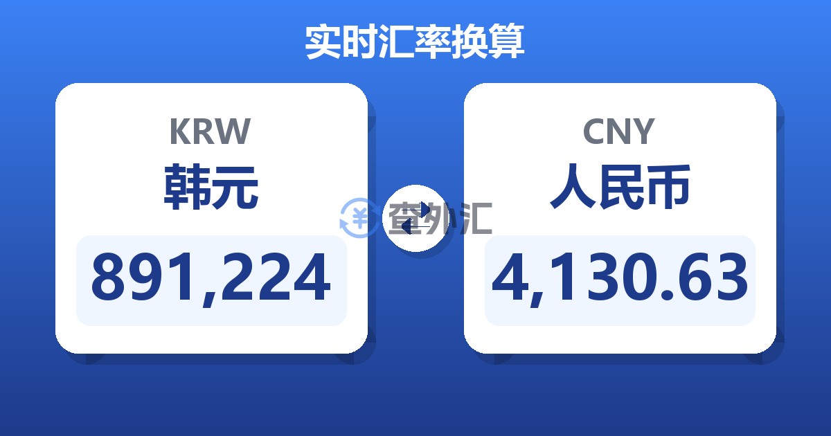 891,224韩元兑人民币