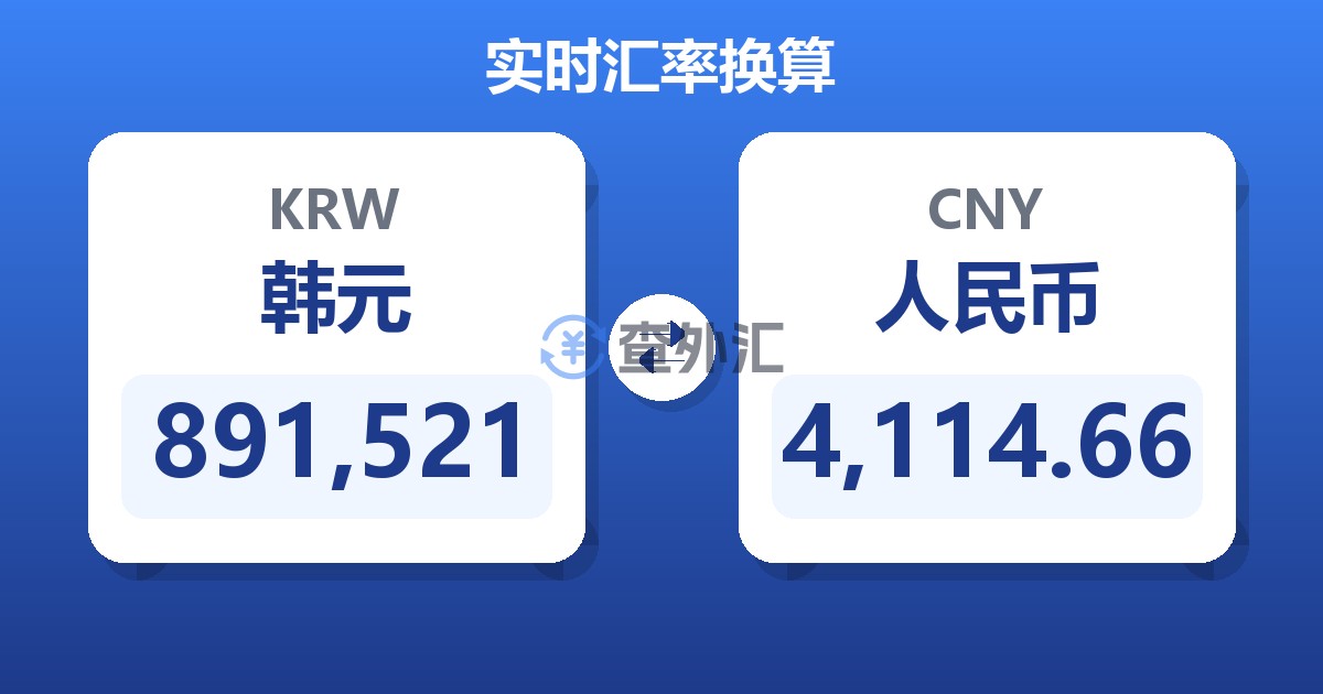 891,521韩元兑人民币