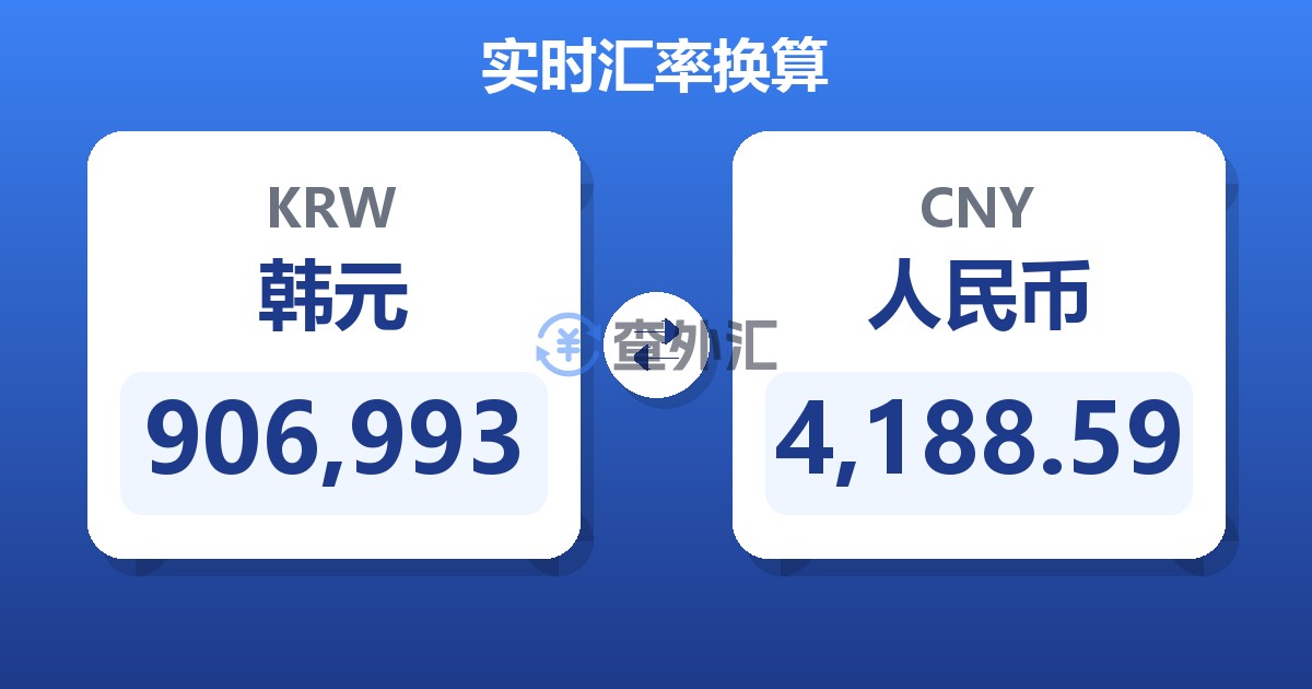 906,993韩元兑人民币