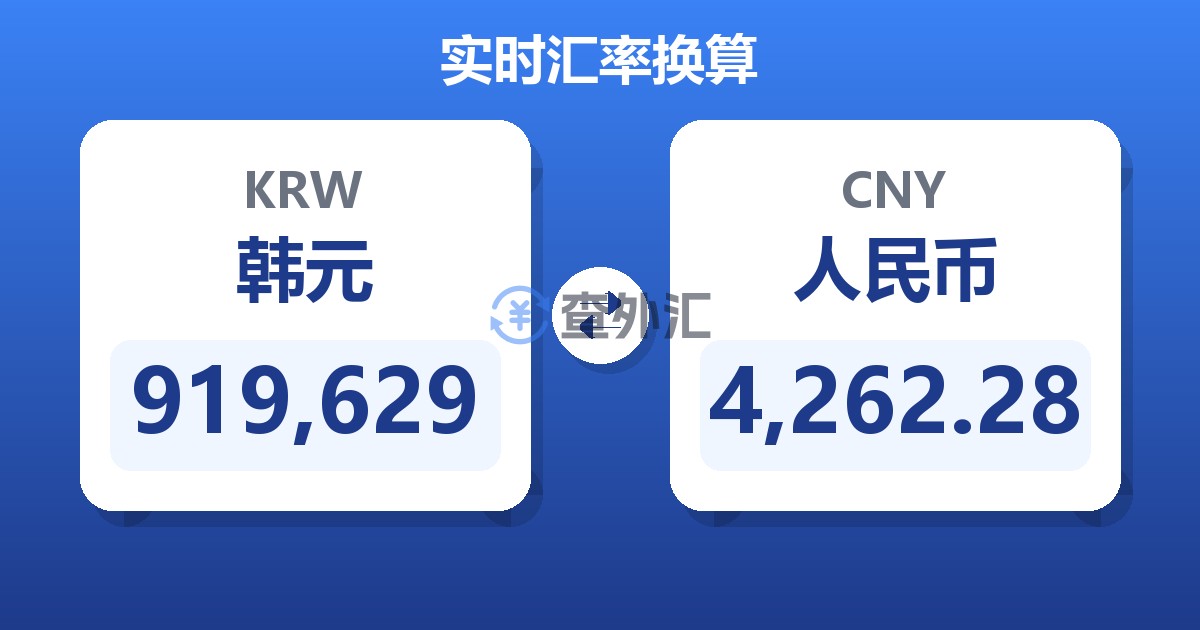 919,629韩元兑人民币