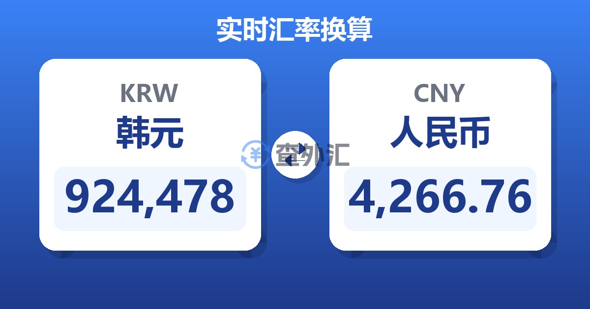 924,478韩元兑人民币