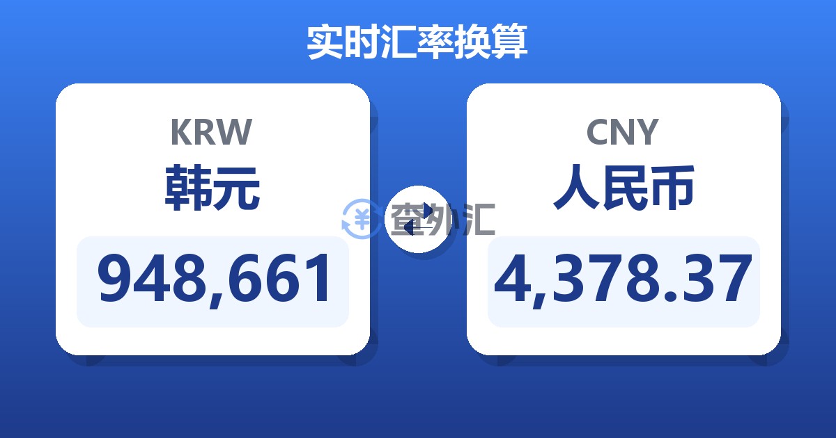 948,661韩元兑人民币