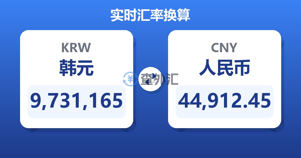 9,731,165韩元兑人民币
