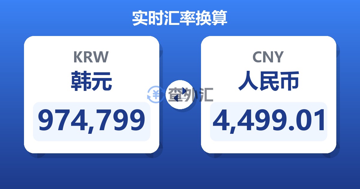974,799韩元兑人民币