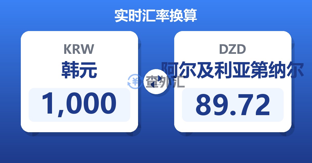 1,000韩元兑阿尔及利亚第纳尔