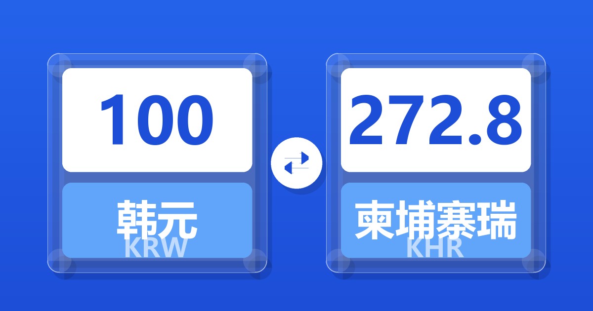 100韩元兑柬埔寨瑞尔