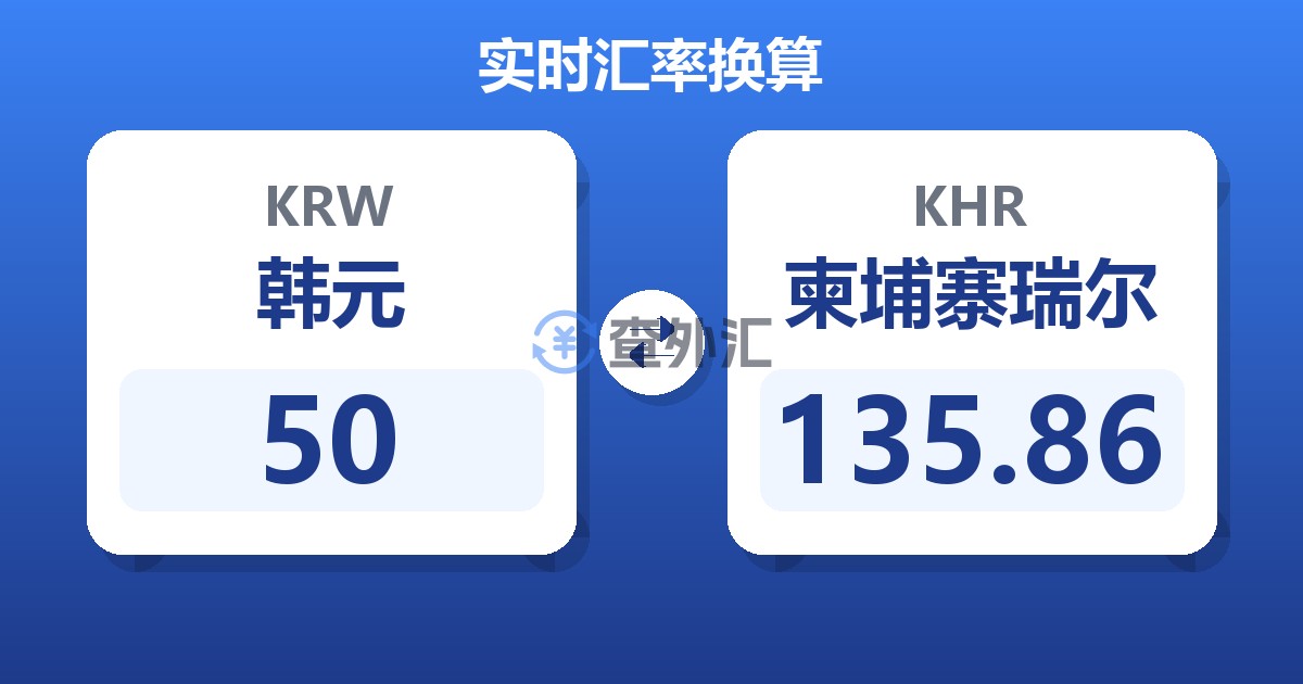 50韩元兑柬埔寨瑞尔