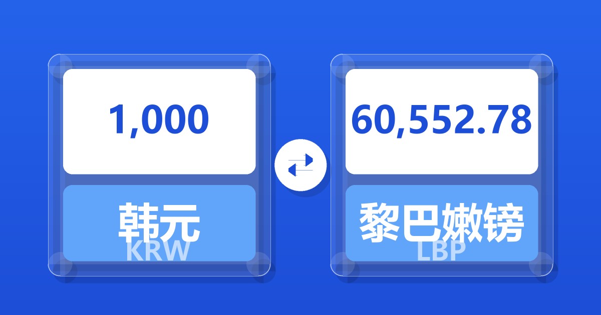 1,000韩元兑黎巴嫩镑