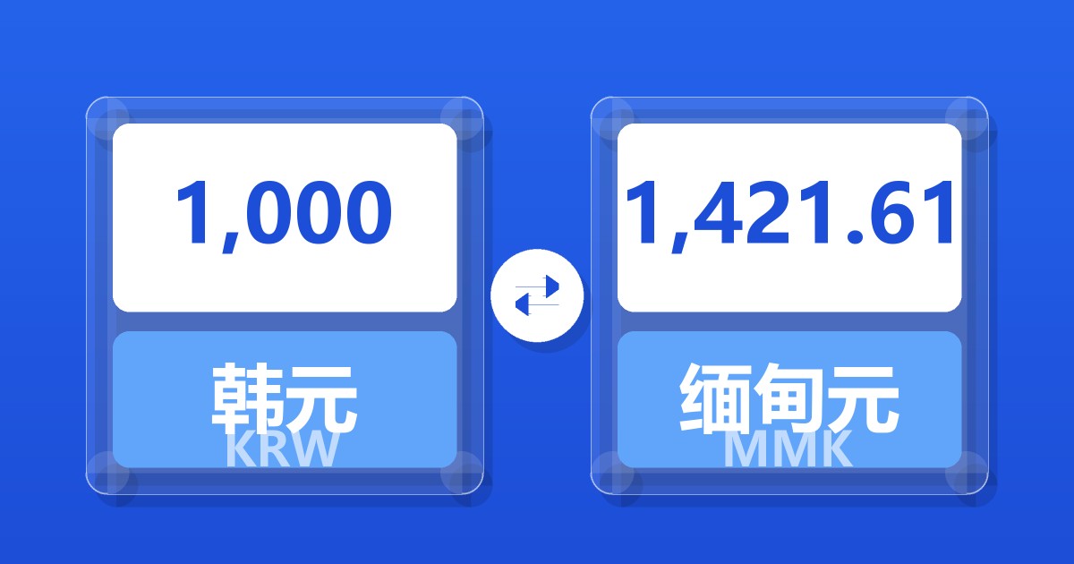 1,000韩元兑缅甸元