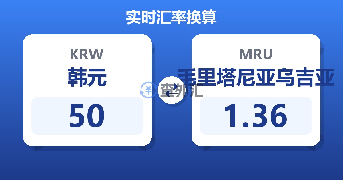 50韩元兑毛里塔尼亚乌吉亚
