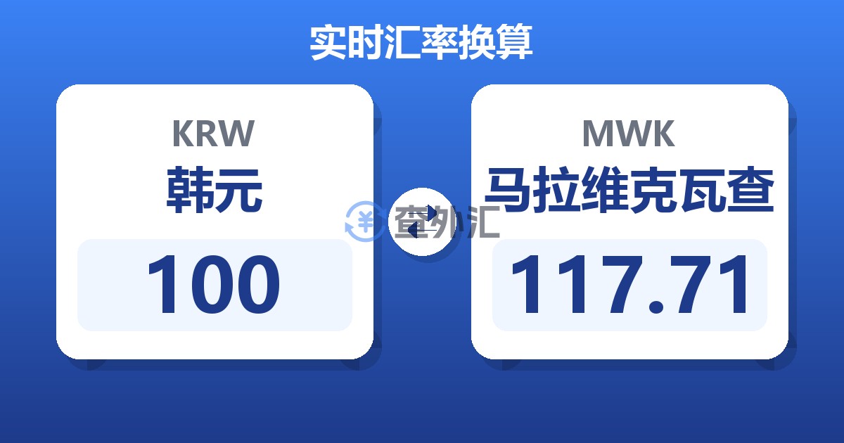 100韩元兑马拉维克瓦查