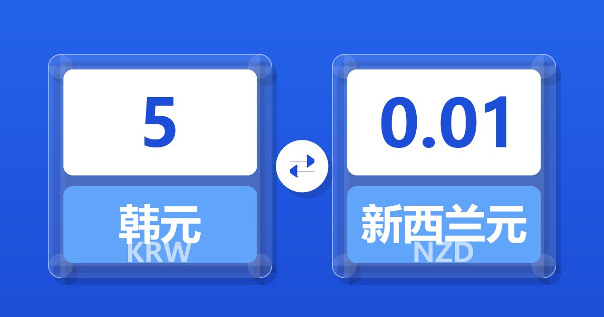 5韩元兑新西兰元
