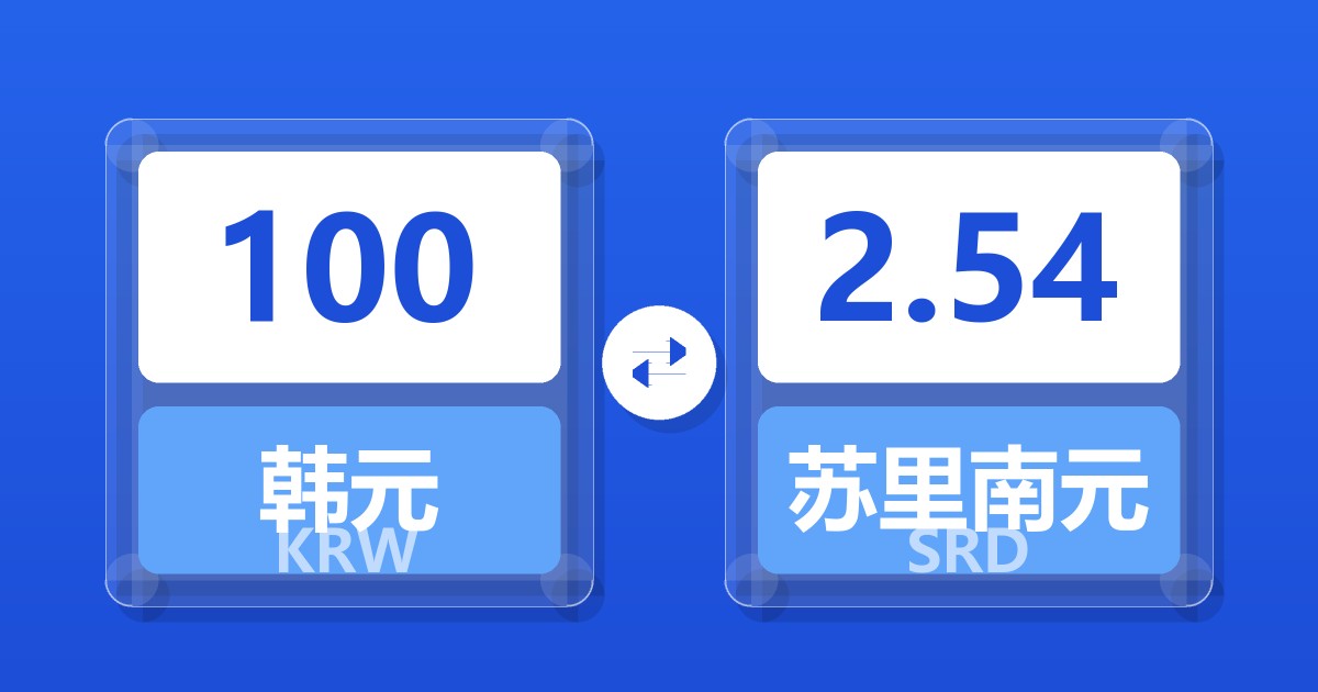 100韩元兑苏里南元