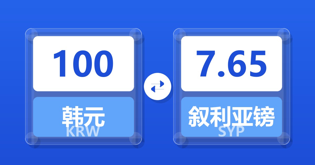 100韩元兑叙利亚镑