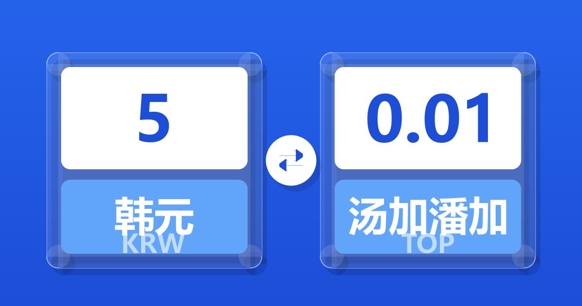 5韩元兑汤加潘加