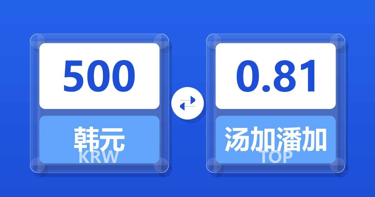 500韩元兑汤加潘加