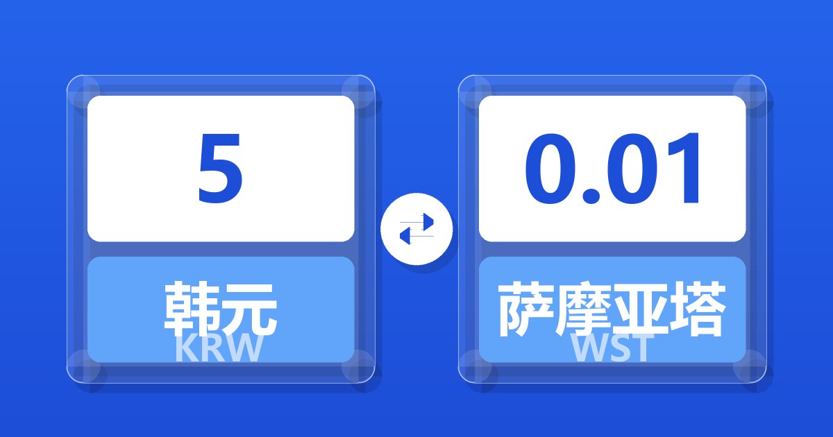 5韩元兑萨摩亚塔拉