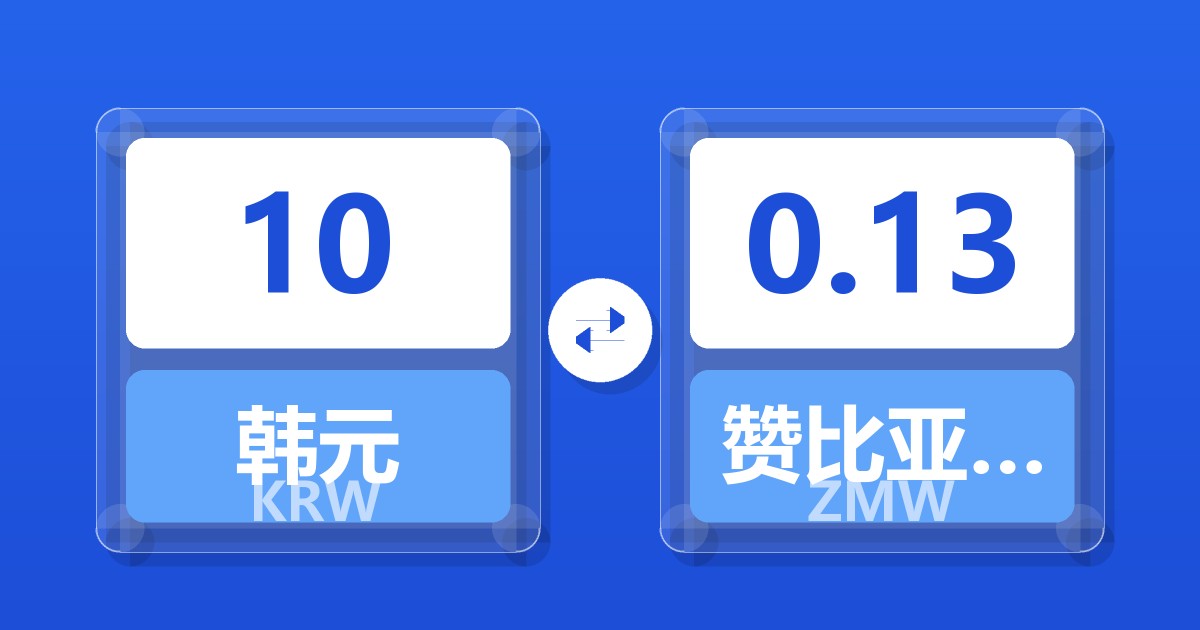 10韩元兑赞比亚克瓦查