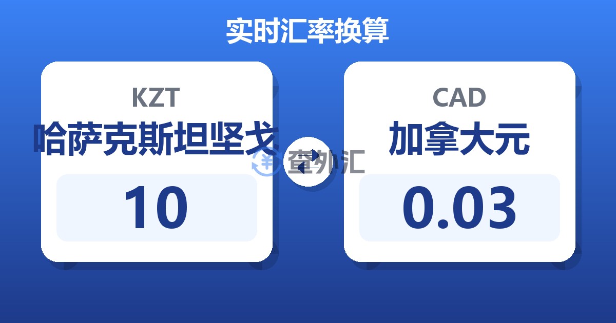 10哈萨克斯坦坚戈兑加拿大元