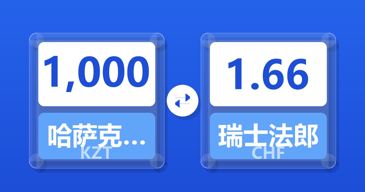 1,000哈萨克斯坦坚戈兑瑞士法郎