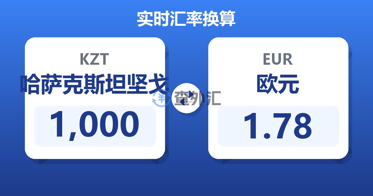 1,000哈萨克斯坦坚戈兑欧元