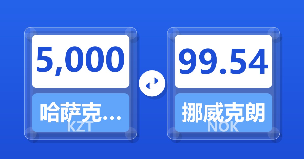 5,000哈萨克斯坦坚戈兑挪威克朗