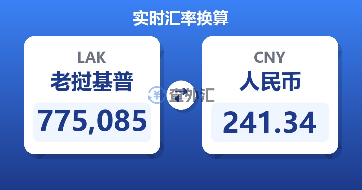775,085老挝基普兑人民币