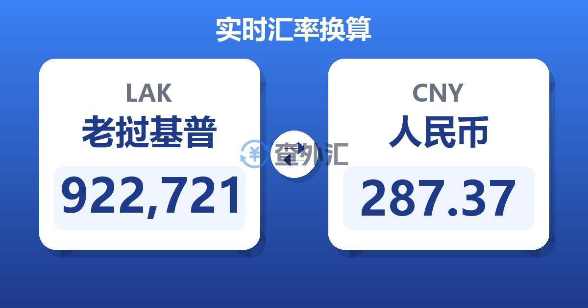 922,721老挝基普兑人民币