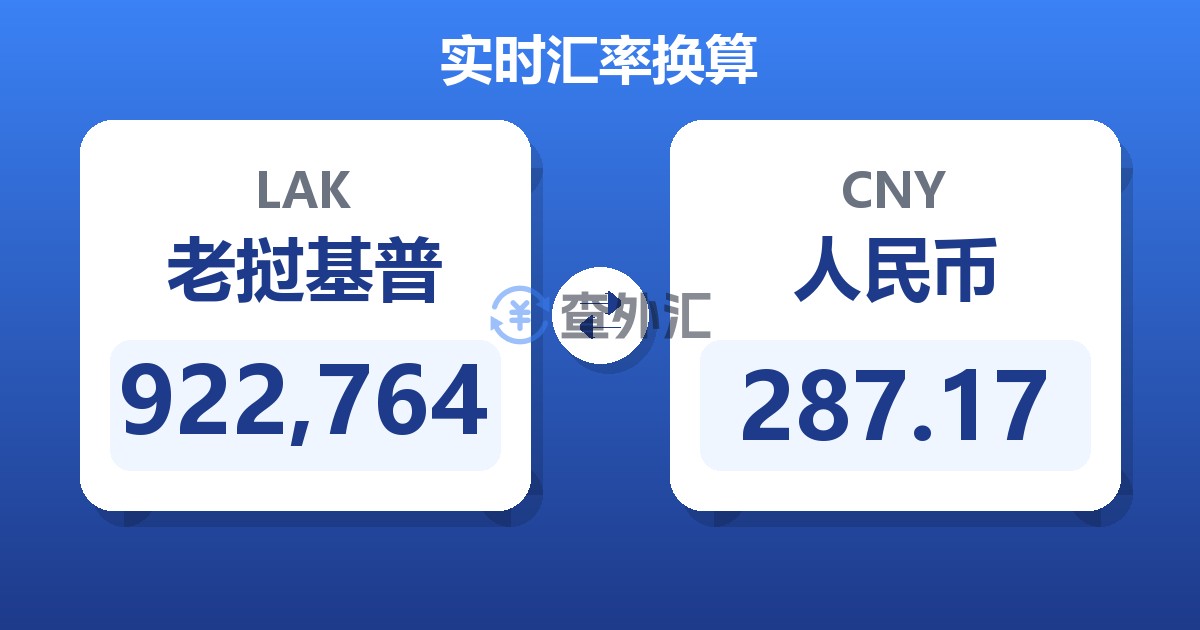 922,764老挝基普兑人民币