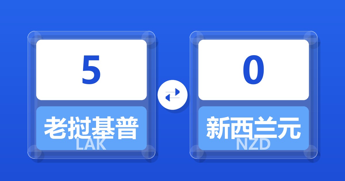5老挝基普兑新西兰元