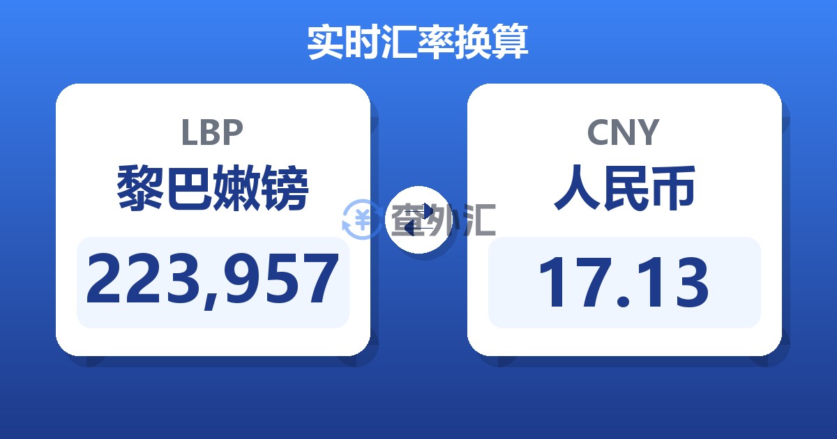 223,957黎巴嫩镑兑人民币