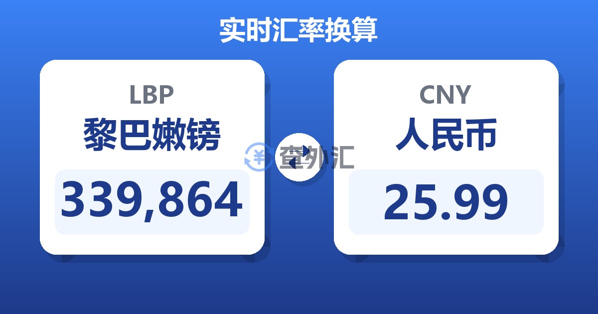 339,864黎巴嫩镑兑人民币