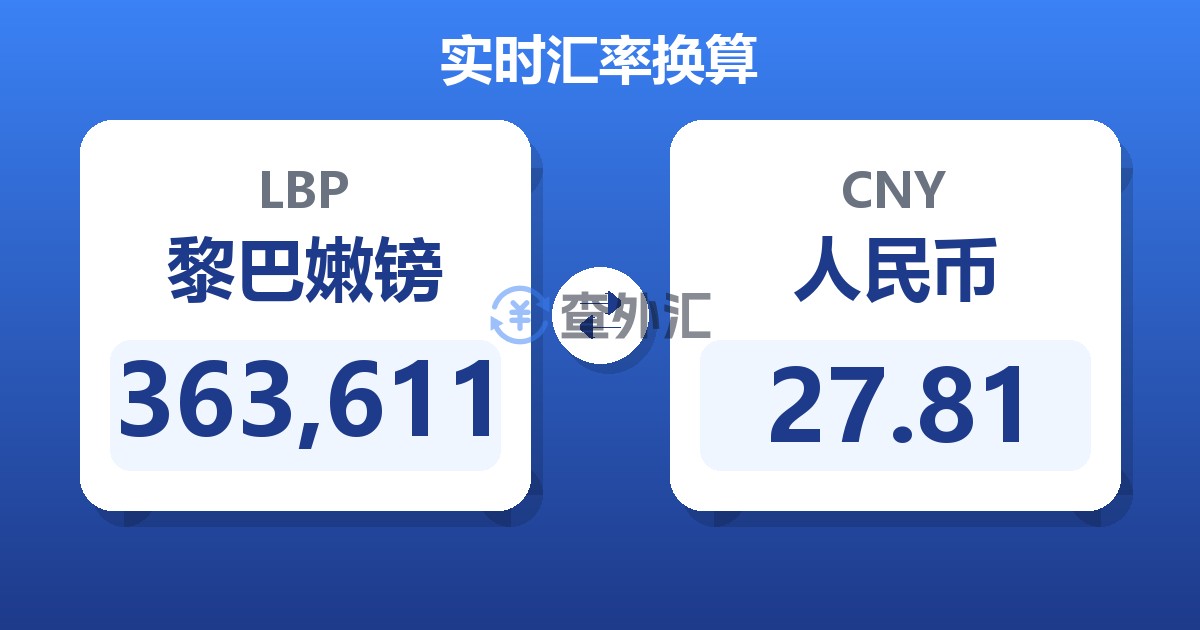 363,611黎巴嫩镑兑人民币