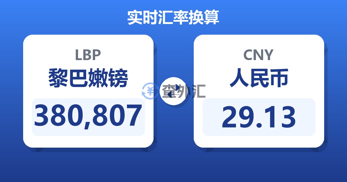 380,807黎巴嫩镑兑人民币