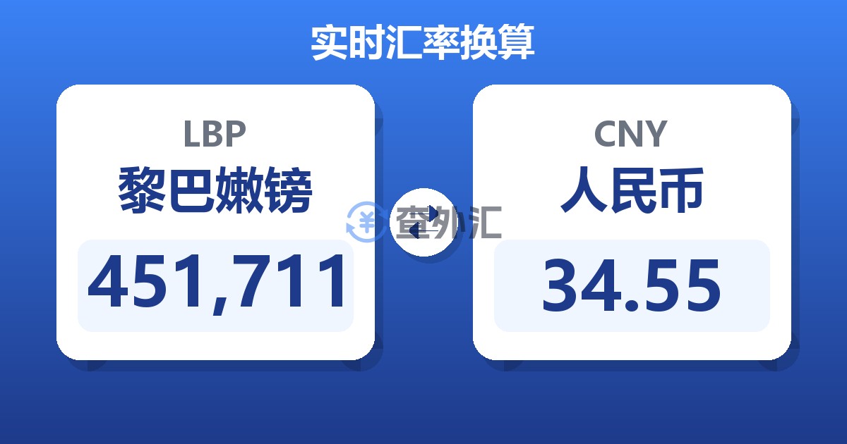 451,711黎巴嫩镑兑人民币