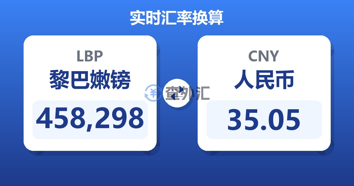 458,298黎巴嫩镑兑人民币