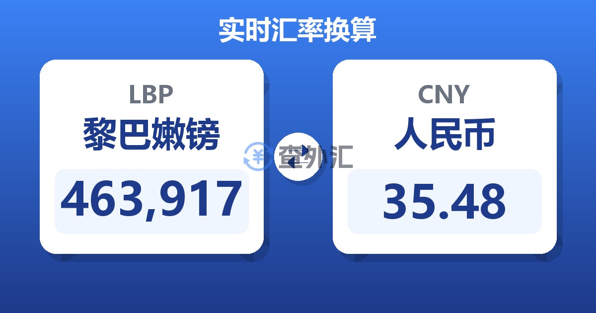 463,917黎巴嫩镑兑人民币