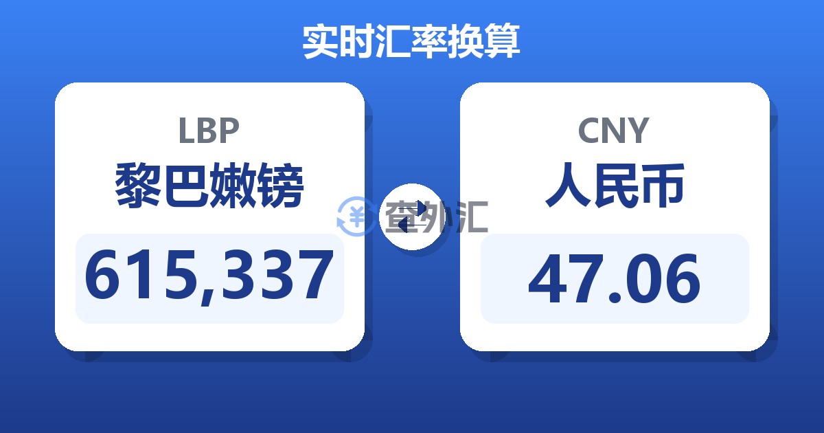 615,337黎巴嫩镑兑人民币