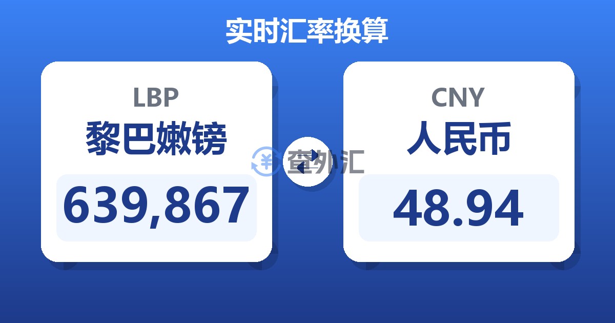 639,867黎巴嫩镑兑人民币