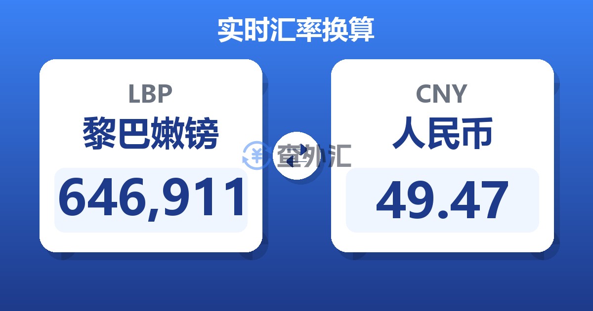 646,911黎巴嫩镑兑人民币