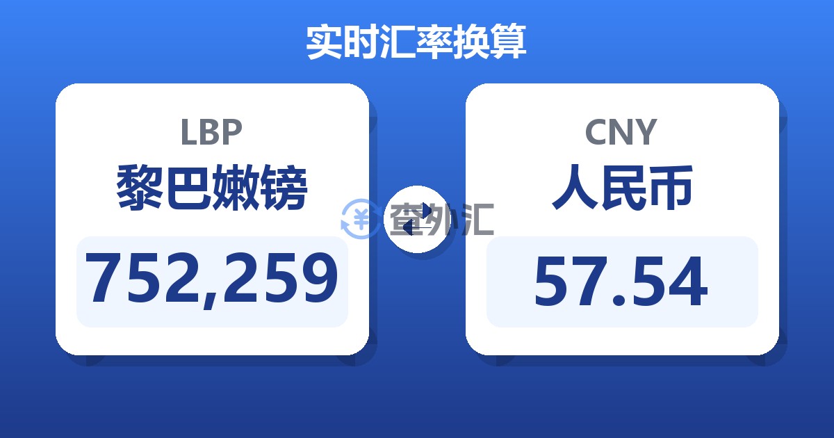 752,259黎巴嫩镑兑人民币