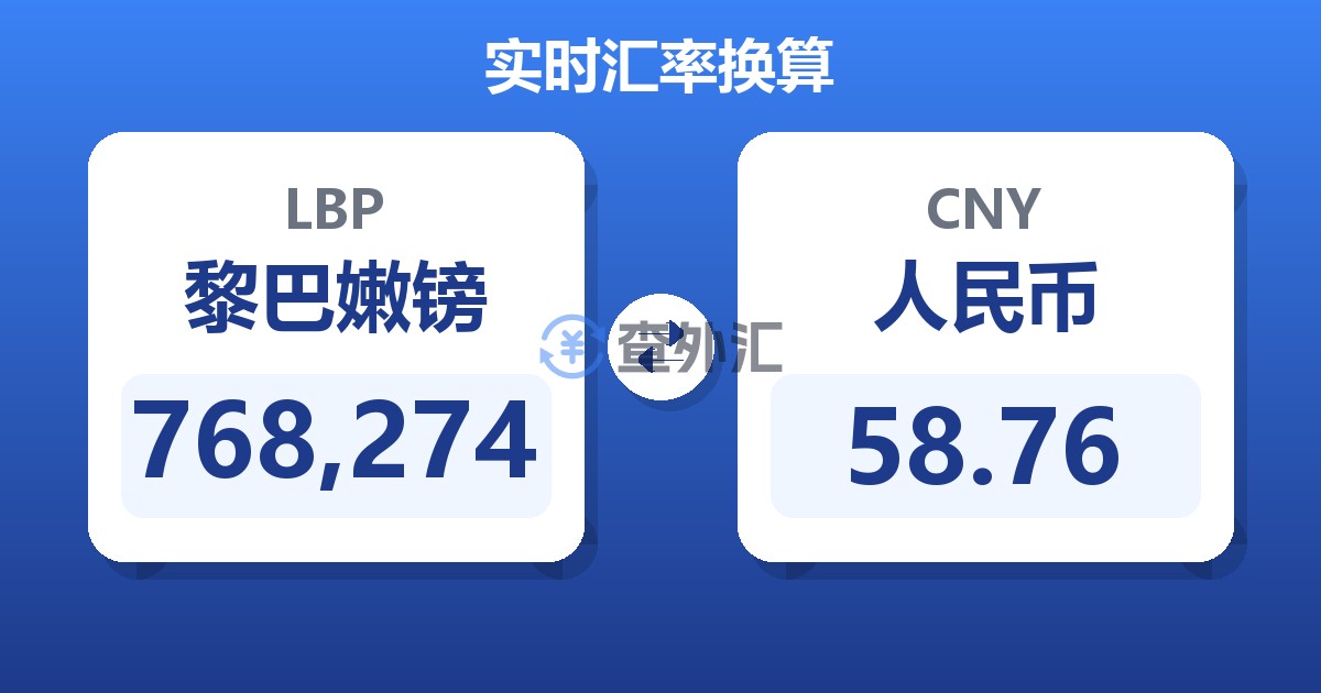 768,274黎巴嫩镑兑人民币