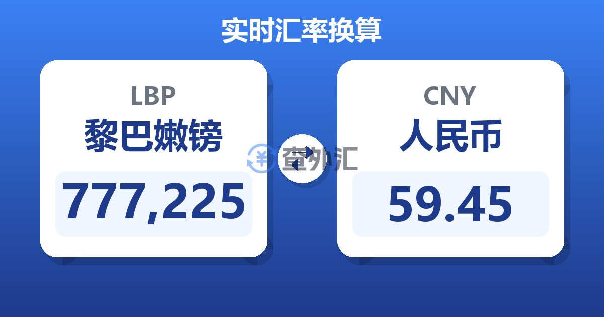 777,225黎巴嫩镑兑人民币