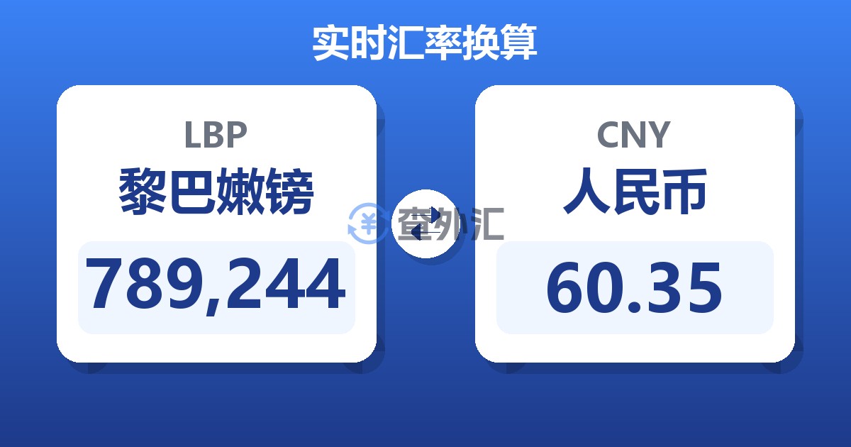 789,244黎巴嫩镑兑人民币
