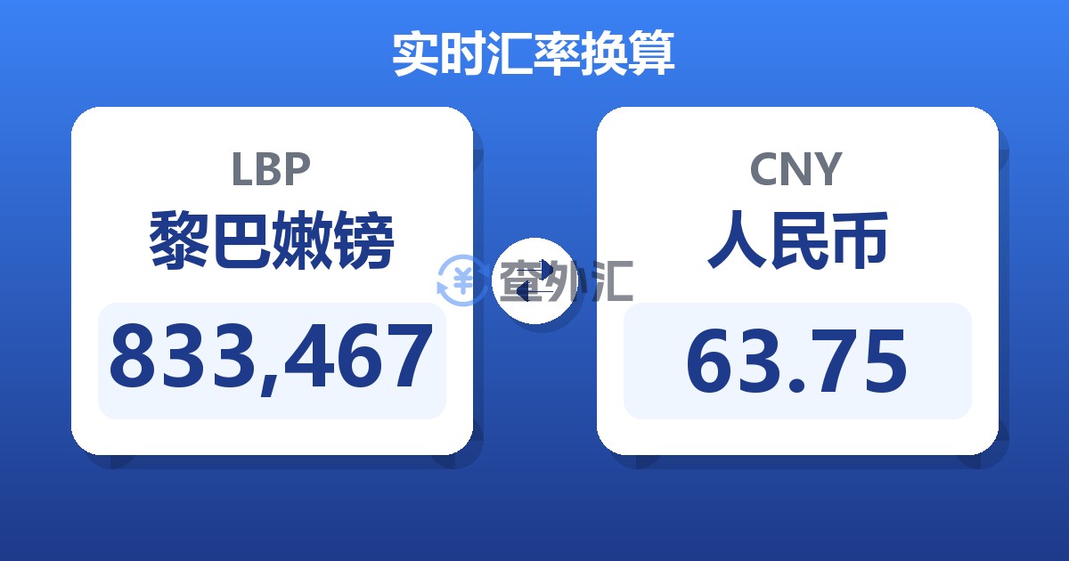 833,467黎巴嫩镑兑人民币